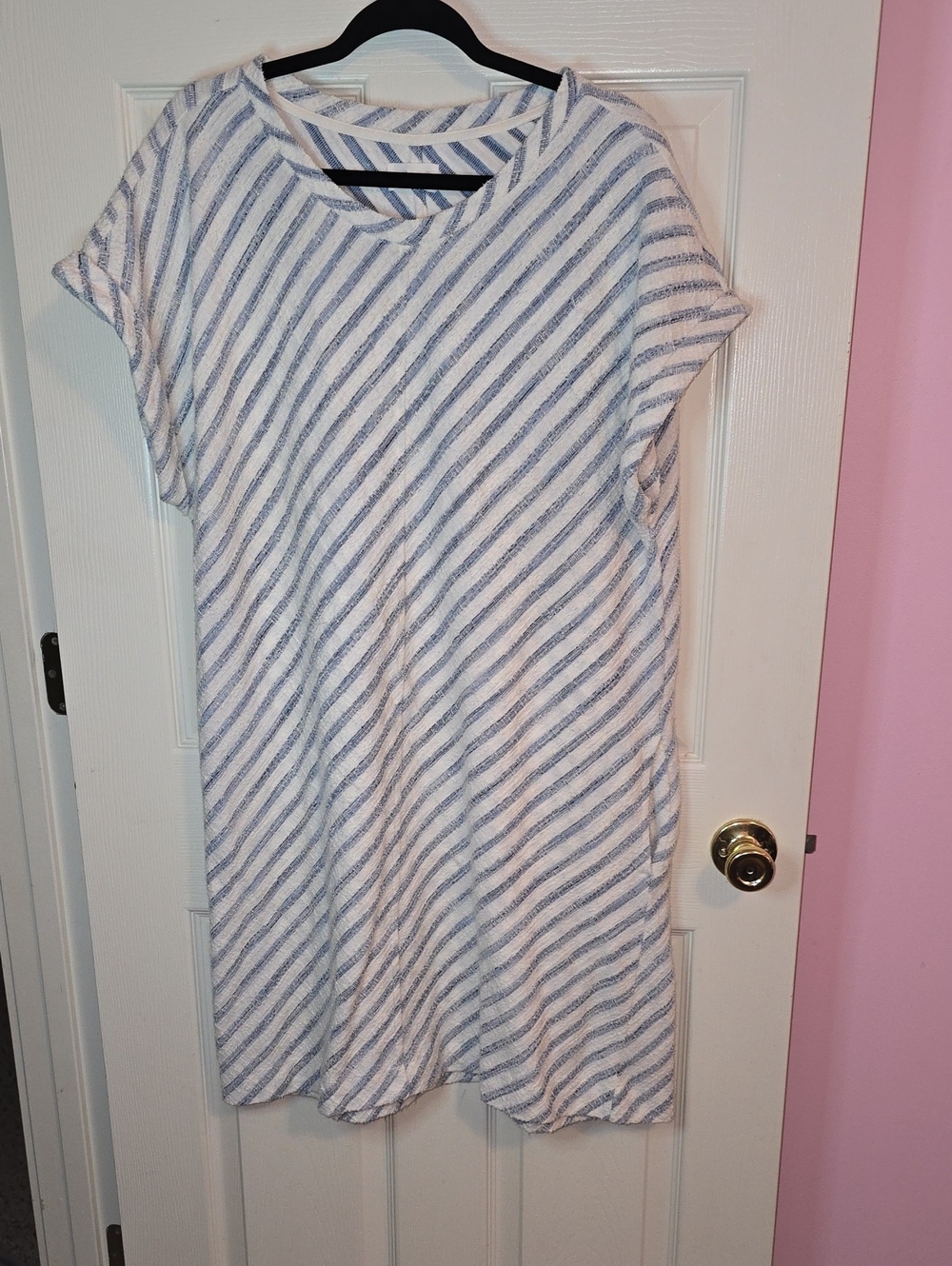 Lou & Grey White Dress with Light Blue Stripes‎